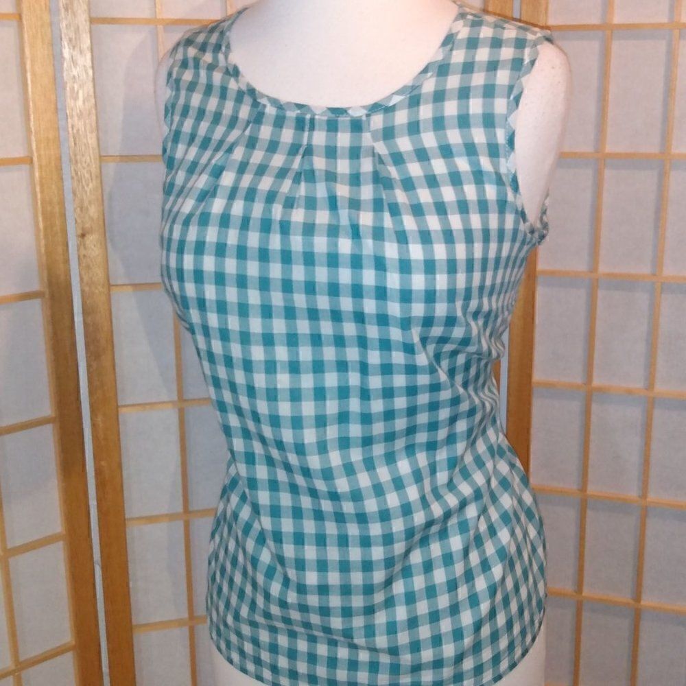 Talbots Petites Sm Gingham Sleeveless Top